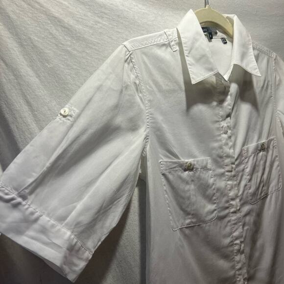 Vince White Button Down Short Sleeve Tunic Top P - Picture 2 of 6